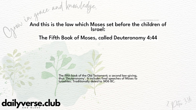 Bible Verse Wallpaper 4:44 from The Fifth Book of Moses, called Deuteronomy
