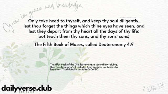 Bible Verse Wallpaper 4:9 from The Fifth Book of Moses, called Deuteronomy
