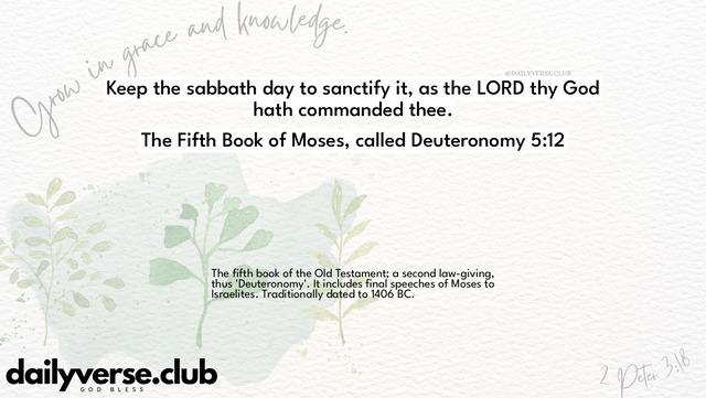 Bible Verse Wallpaper 5:12 from The Fifth Book of Moses, called Deuteronomy