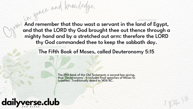 Bible Verse Wallpaper 5:15 from The Fifth Book of Moses, called Deuteronomy