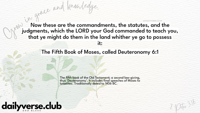 Bible Verse Wallpaper 6:1 from The Fifth Book of Moses, called Deuteronomy