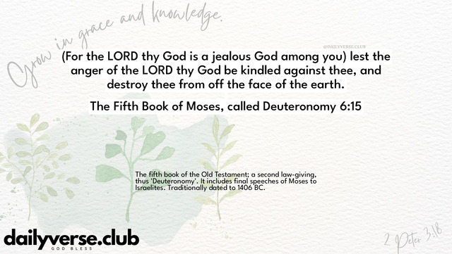 Bible Verse Wallpaper 6:15 from The Fifth Book of Moses, called Deuteronomy