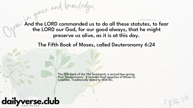 Bible Verse Wallpaper 6:24 from The Fifth Book of Moses, called Deuteronomy