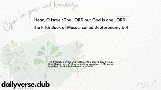 Bible Verse Wallpaper 6:4 from The Fifth Book of Moses, called Deuteronomy