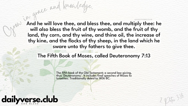 Bible Verse Wallpaper 7:13 from The Fifth Book of Moses, called Deuteronomy