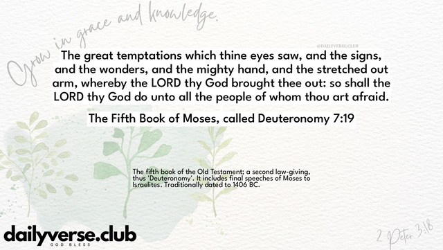 Bible Verse Wallpaper 7:19 from The Fifth Book of Moses, called Deuteronomy
