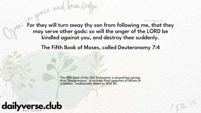 Bible Verse Wallpaper 7:4 from The Fifth Book of Moses, called Deuteronomy