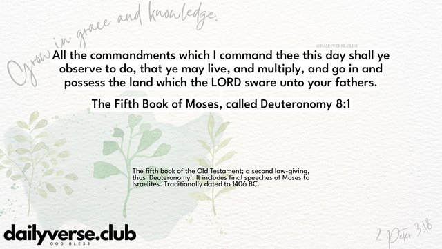 Bible Verse Wallpaper 8:1 from The Fifth Book of Moses, called Deuteronomy