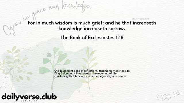 Bible Verse Wallpaper 1:18 from The Book of Ecclesiastes