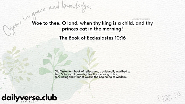 Bible Verse Wallpaper 10:16 from The Book of Ecclesiastes