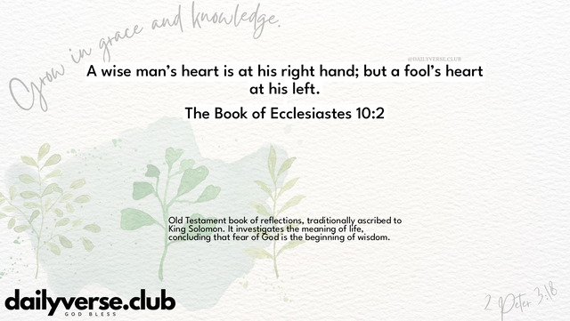 Bible Verse Wallpaper 10:2 from The Book of Ecclesiastes