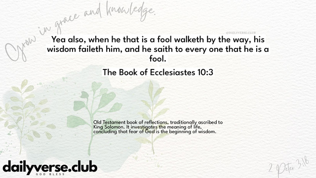 Bible Verse Wallpaper 10:3 from The Book of Ecclesiastes