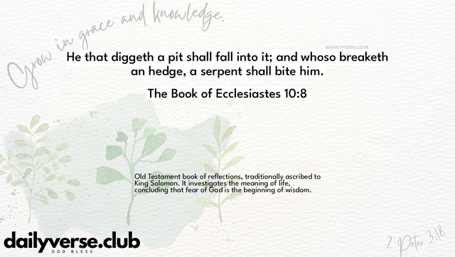 Bible Verse Wallpaper 10:8 from The Book of Ecclesiastes