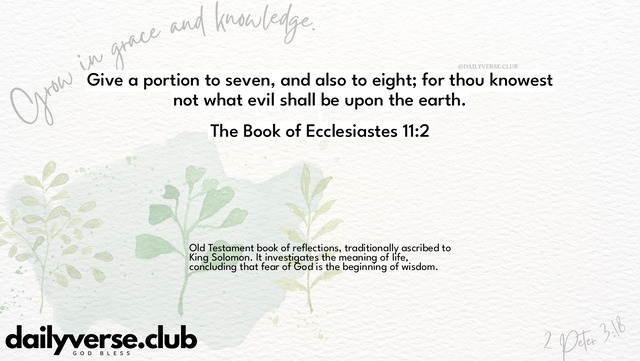 Bible Verse Wallpaper 11:2 from The Book of Ecclesiastes