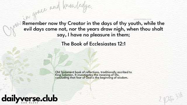 Bible Verse Wallpaper 12:1 from The Book of Ecclesiastes