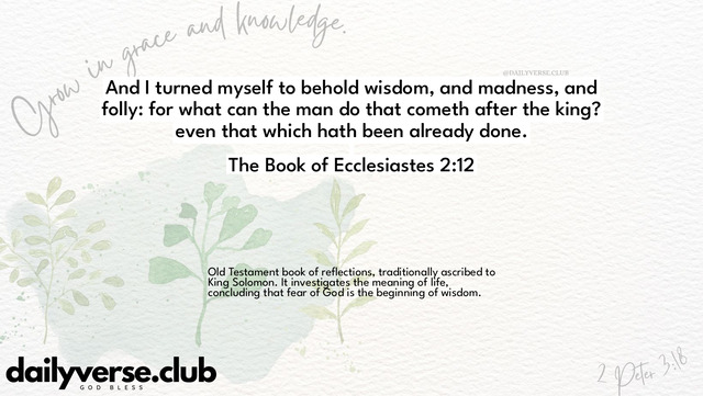 Bible Verse Wallpaper 2:12 from The Book of Ecclesiastes