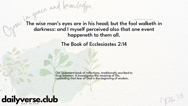 Bible Verse Wallpaper 2:14 from The Book of Ecclesiastes