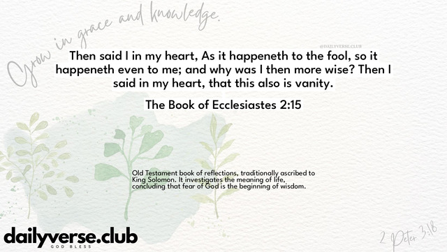 Bible Verse Wallpaper 2:15 from The Book of Ecclesiastes