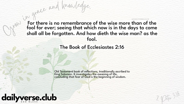 Bible Verse Wallpaper 2:16 from The Book of Ecclesiastes