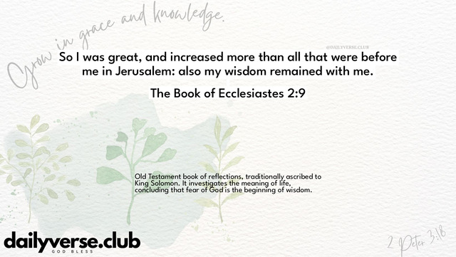 Bible Verse Wallpaper 2:9 from The Book of Ecclesiastes