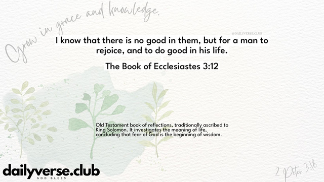 Bible Verse Wallpaper 3:12 from The Book of Ecclesiastes