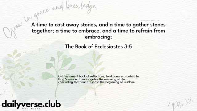 Bible Verse Wallpaper 3:5 from The Book of Ecclesiastes