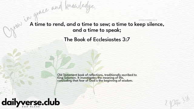 Bible Verse Wallpaper 3:7 from The Book of Ecclesiastes
