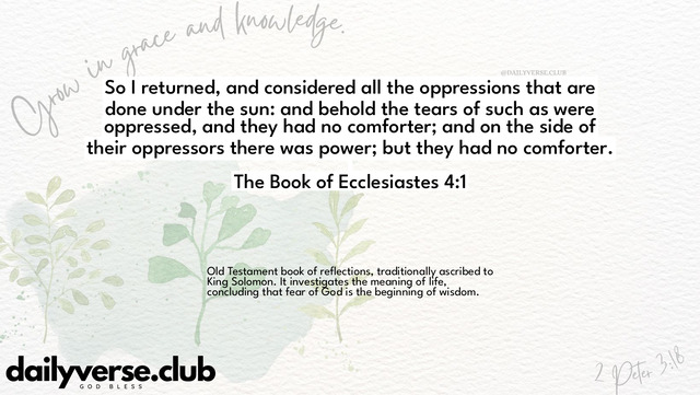 Bible Verse Wallpaper 4:1 from The Book of Ecclesiastes
