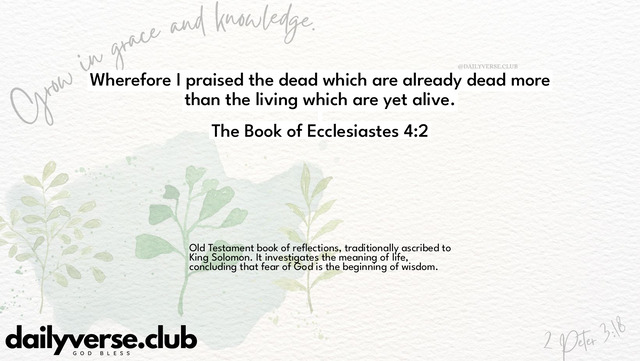 Bible Verse Wallpaper 4:2 from The Book of Ecclesiastes
