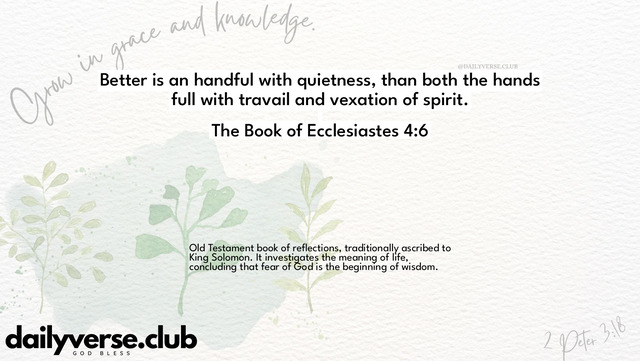 Bible Verse Wallpaper 4:6 from The Book of Ecclesiastes