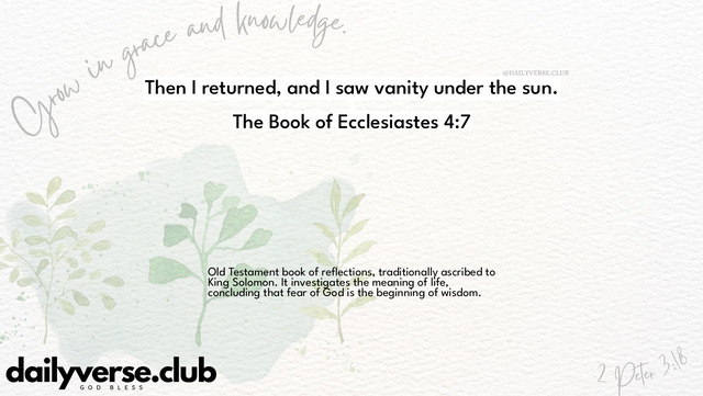 Bible Verse Wallpaper 4:7 from The Book of Ecclesiastes