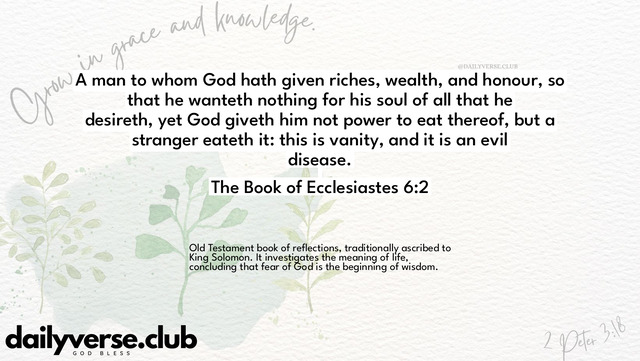 Bible Verse Wallpaper 6:2 from The Book of Ecclesiastes