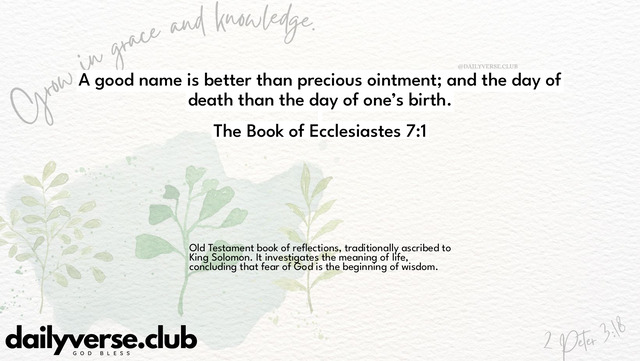 Bible Verse Wallpaper 7:1 from The Book of Ecclesiastes