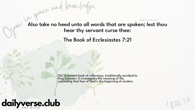 Bible Verse Wallpaper 7:21 from The Book of Ecclesiastes