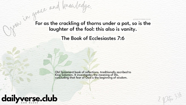 Bible Verse Wallpaper 7:6 from The Book of Ecclesiastes