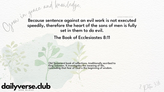 Bible Verse Wallpaper 8:11 from The Book of Ecclesiastes