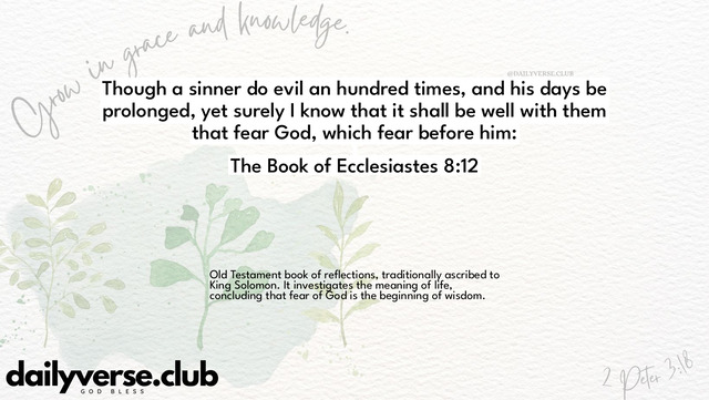 Bible Verse Wallpaper 8:12 from The Book of Ecclesiastes