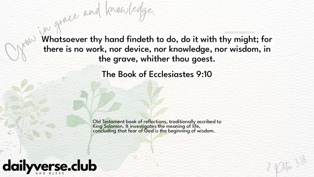 Bible Verse Wallpaper 9:10 from The Book of Ecclesiastes