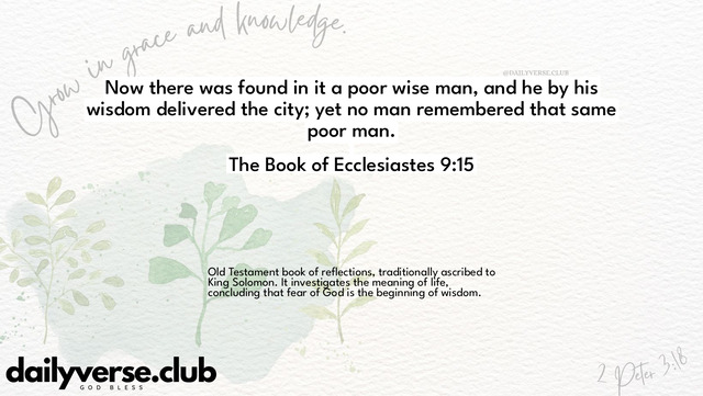 Bible Verse Wallpaper 9:15 from The Book of Ecclesiastes