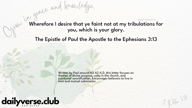 Bible Verse Wallpaper 3:13 from The Epistle of Paul the Apostle to the Ephesians