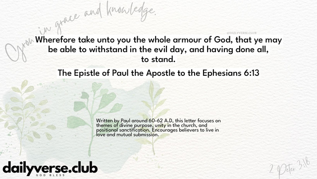 Bible Verse Wallpaper 6:13 from The Epistle of Paul the Apostle to the Ephesians