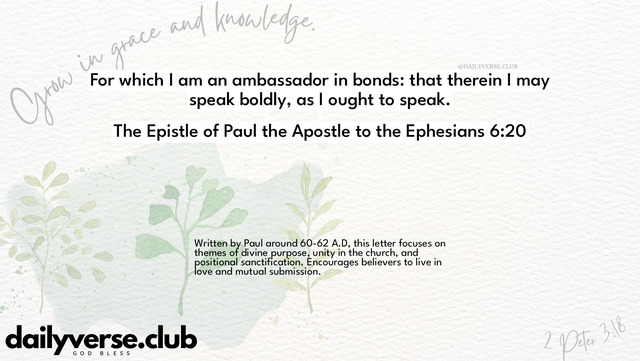 Bible Verse Wallpaper 6:20 from The Epistle of Paul the Apostle to the Ephesians
