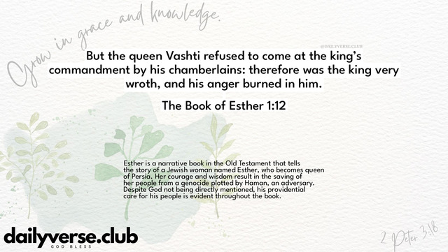 Bible Verse Wallpaper 1:12 from The Book of Esther
