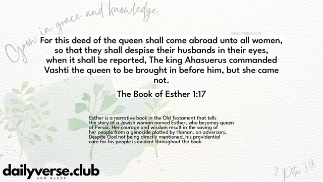 Bible Verse Wallpaper 1:17 from The Book of Esther