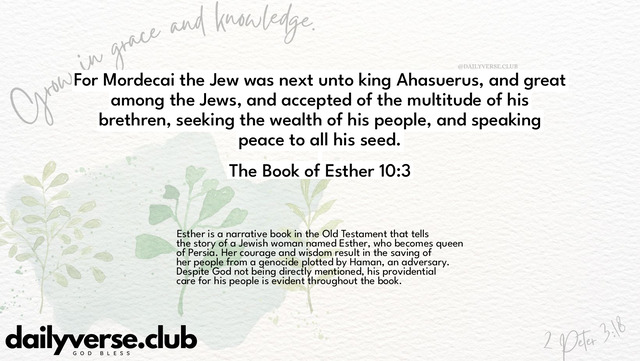 Bible Verse Wallpaper 10:3 from The Book of Esther