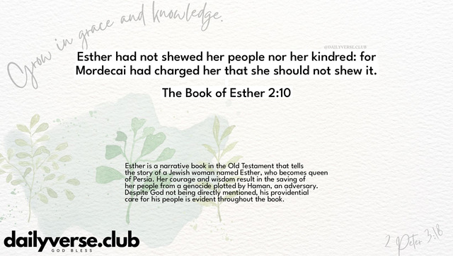 Bible Verse Wallpaper 2:10 from The Book of Esther