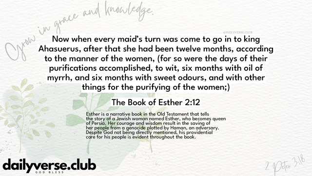 Bible Verse Wallpaper 2:12 from The Book of Esther