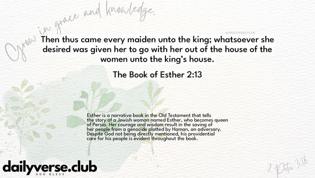 Bible Verse Wallpaper 2:13 from The Book of Esther
