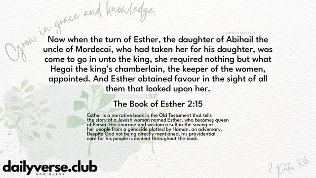 Bible Verse Wallpaper 2:15 from The Book of Esther