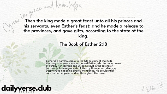 Bible Verse Wallpaper 2:18 from The Book of Esther